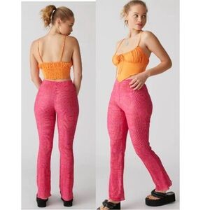 Urban Outfitters | Alia Plisse Semi Sheer See Through Pants Pink Retro Boho New